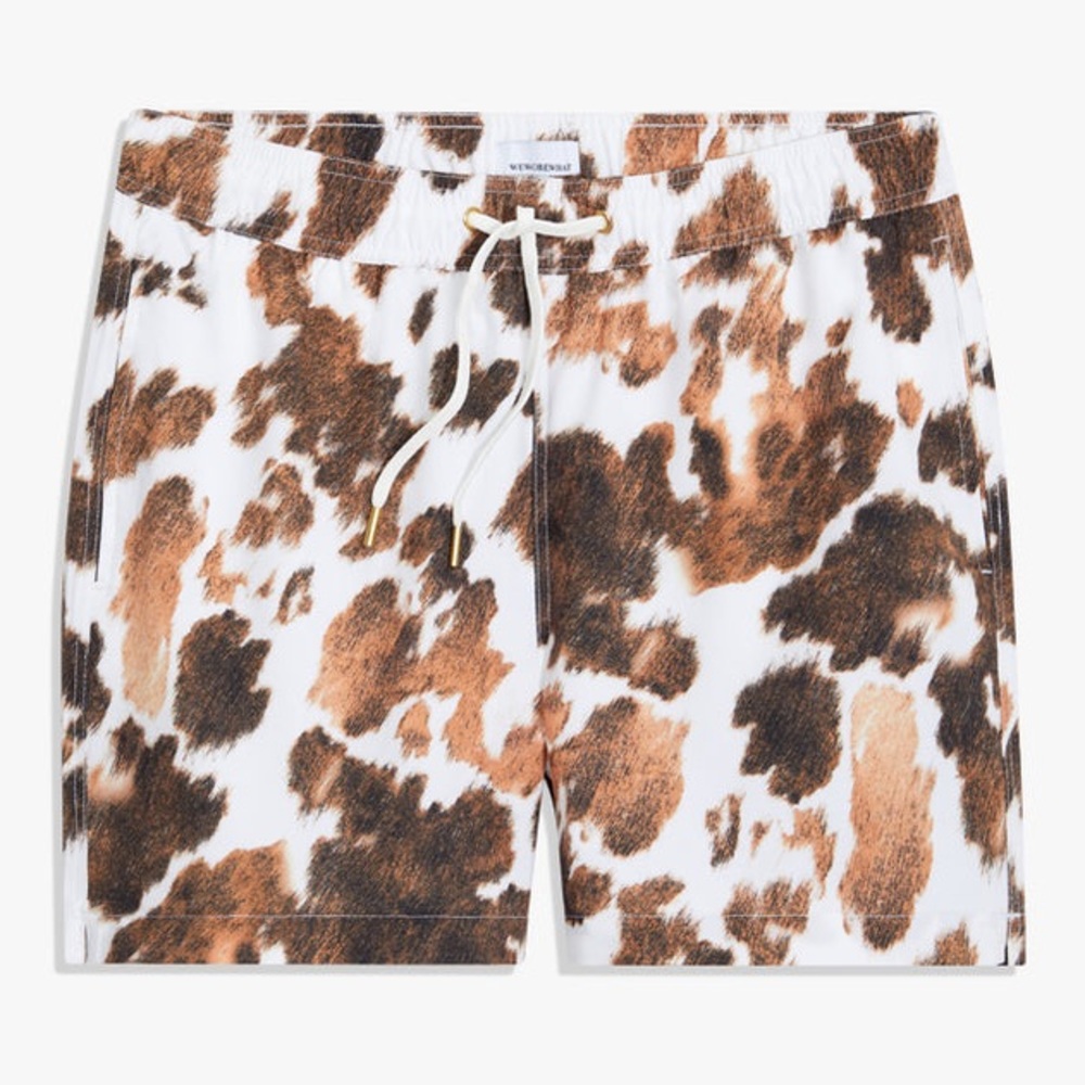Boyfriend Cowhide Swim Bottoms, Brown Multi - Small / Brown Multi